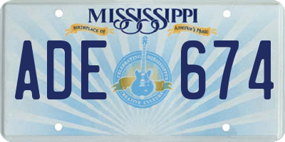 MS license plate ADE674