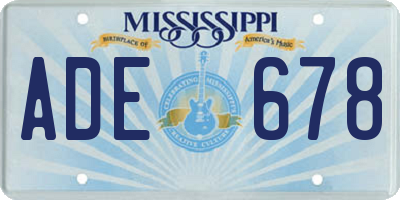 MS license plate ADE678