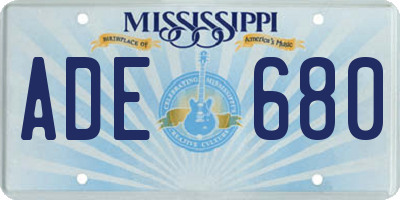 MS license plate ADE680