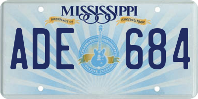 MS license plate ADE684