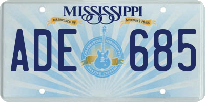 MS license plate ADE685