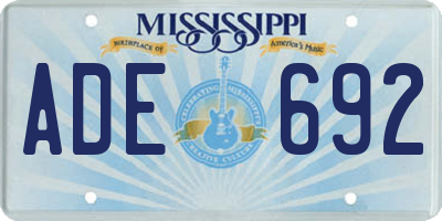 MS license plate ADE692