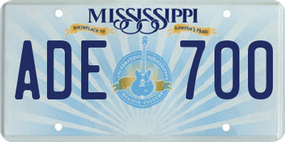 MS license plate ADE700