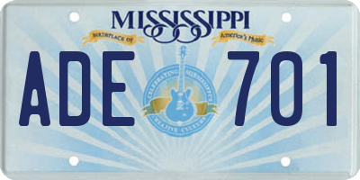 MS license plate ADE701