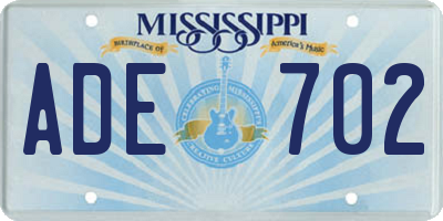 MS license plate ADE702