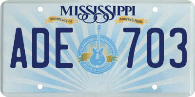 MS license plate ADE703