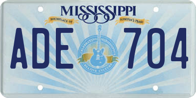 MS license plate ADE704