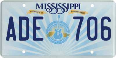 MS license plate ADE706