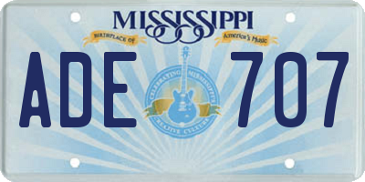 MS license plate ADE707