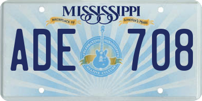 MS license plate ADE708