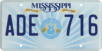 MS license plate ADE716