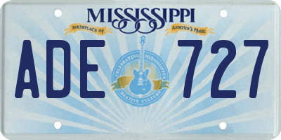 MS license plate ADE727