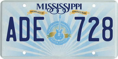 MS license plate ADE728