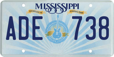 MS license plate ADE738