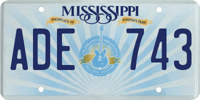 MS license plate ADE743