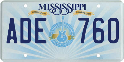 MS license plate ADE760