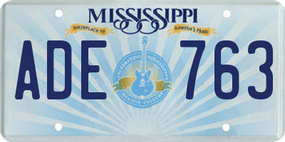 MS license plate ADE763