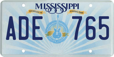 MS license plate ADE765