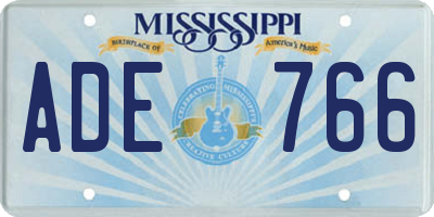 MS license plate ADE766
