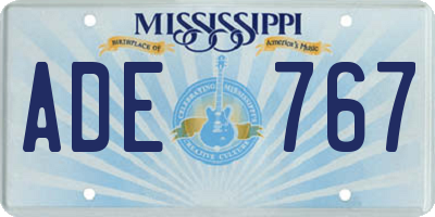 MS license plate ADE767