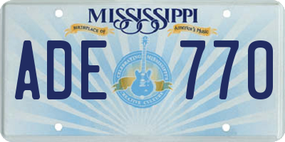 MS license plate ADE770