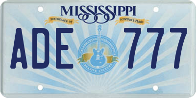 MS license plate ADE777