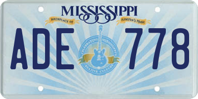 MS license plate ADE778