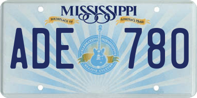 MS license plate ADE780