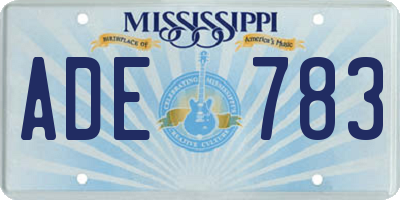 MS license plate ADE783