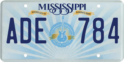 MS license plate ADE784