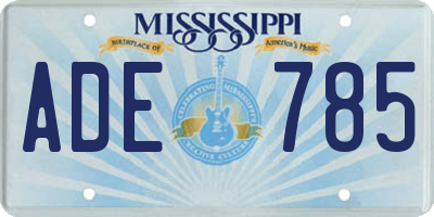 MS license plate ADE785