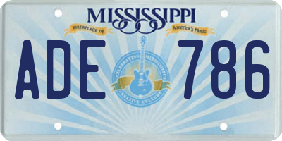 MS license plate ADE786