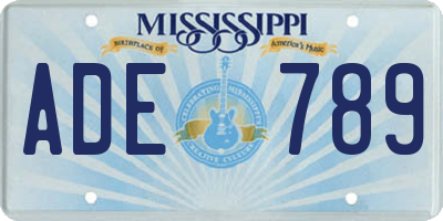 MS license plate ADE789