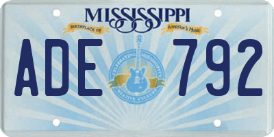 MS license plate ADE792