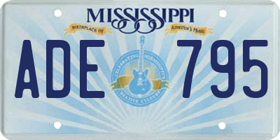 MS license plate ADE795