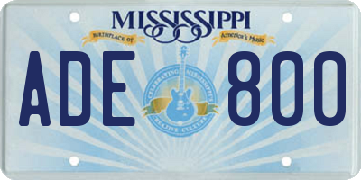 MS license plate ADE800