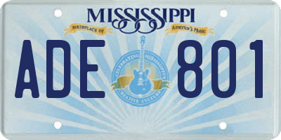 MS license plate ADE801