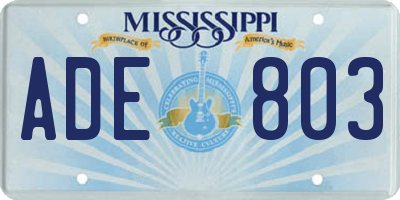 MS license plate ADE803