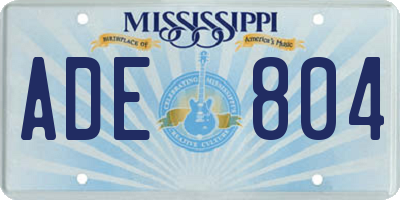 MS license plate ADE804