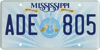 MS license plate ADE805