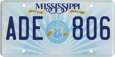 MS license plate ADE806