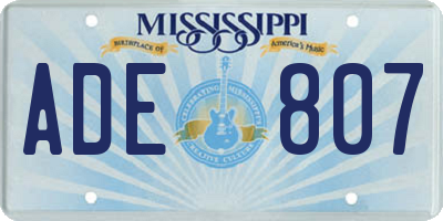 MS license plate ADE807