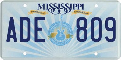 MS license plate ADE809