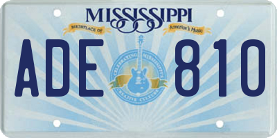 MS license plate ADE810