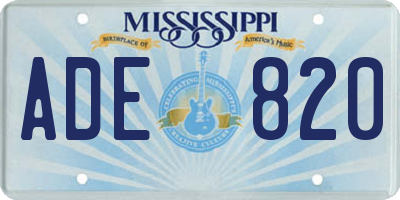 MS license plate ADE820