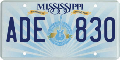 MS license plate ADE830