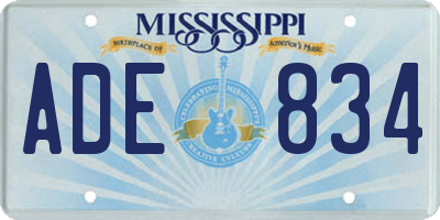 MS license plate ADE834