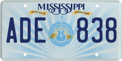 MS license plate ADE838