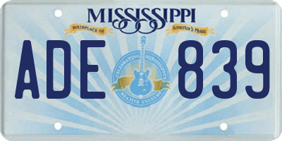 MS license plate ADE839