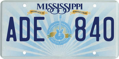 MS license plate ADE840